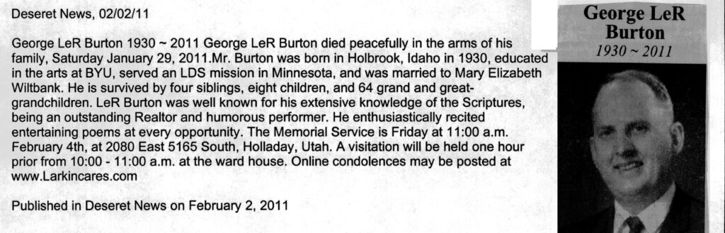 George LeR Burton obit