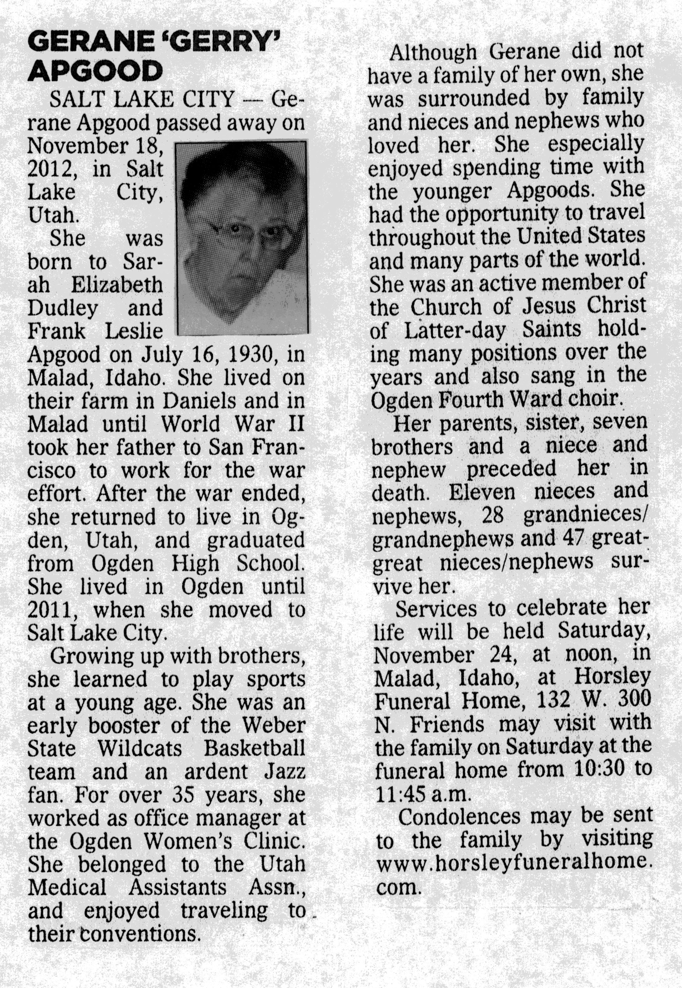 Gerane (Gerry) Apgood obit