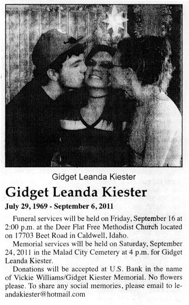 Gidget Leanda Kiester obit