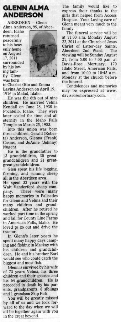 Glenn Alma Anderson obit