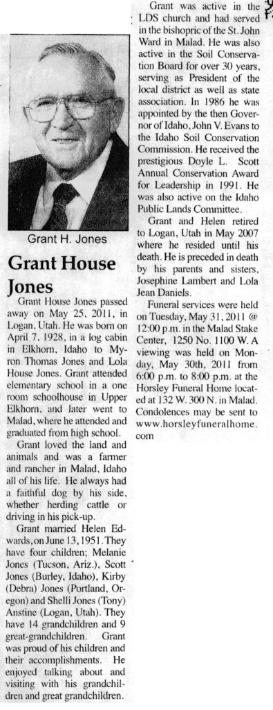 Grant House Jones obit
