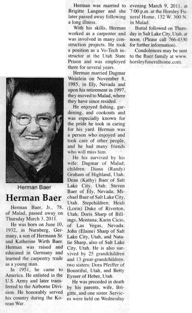 Herman Baer Jr obit