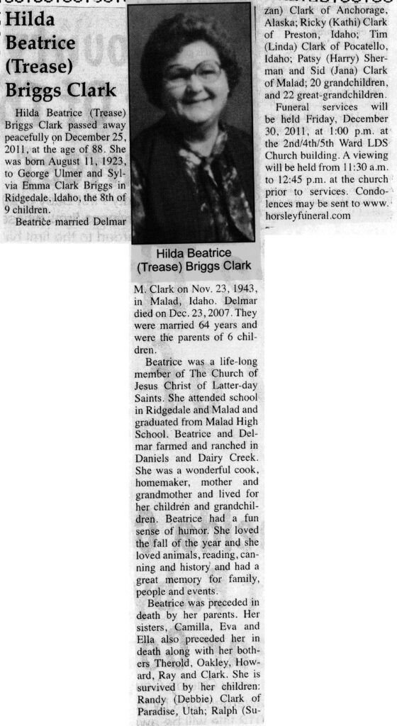 Hilda Beatrice (Trease) Briggs Clark obit