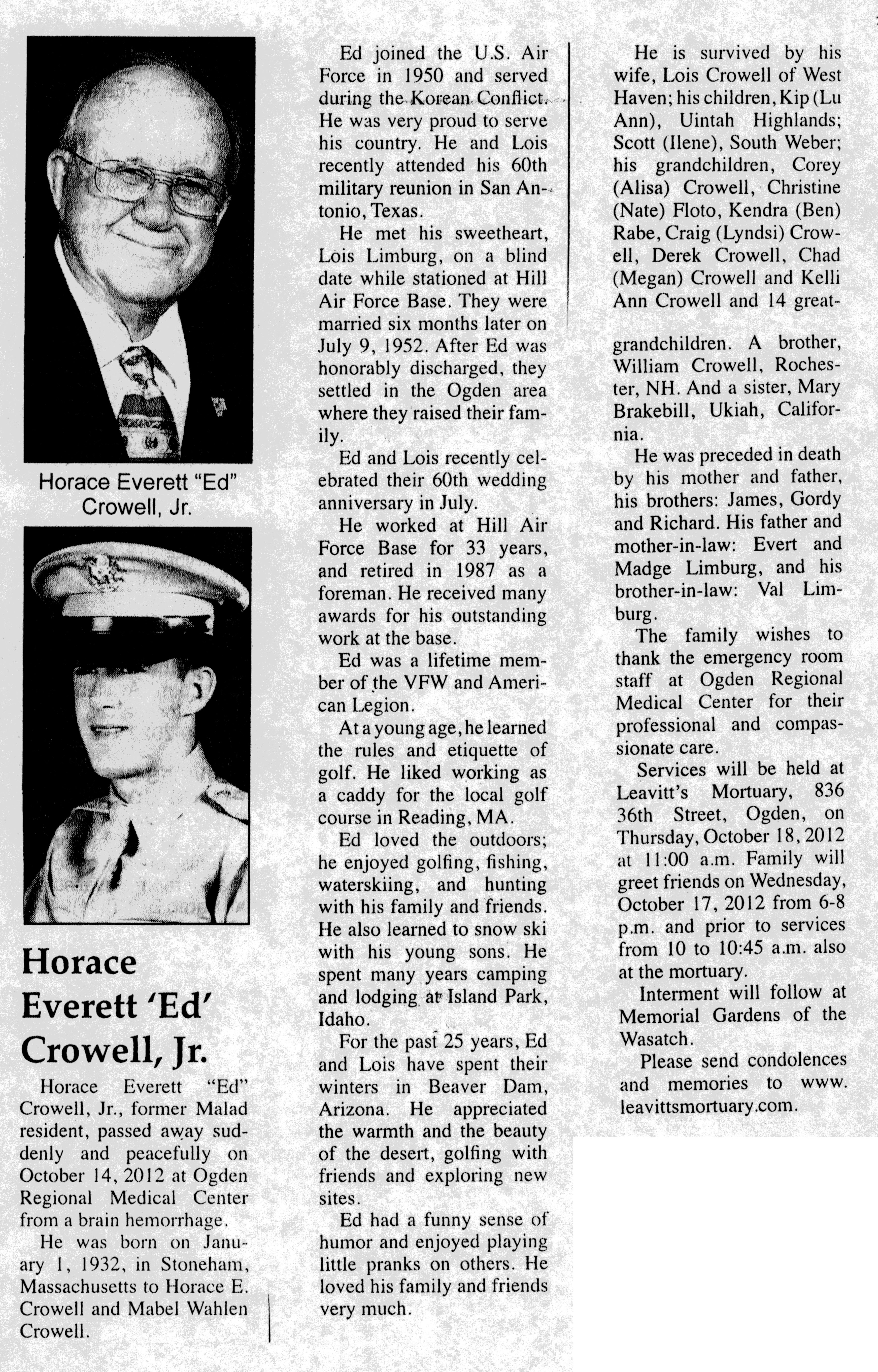 Horace Everett (Ed) Crowell J
