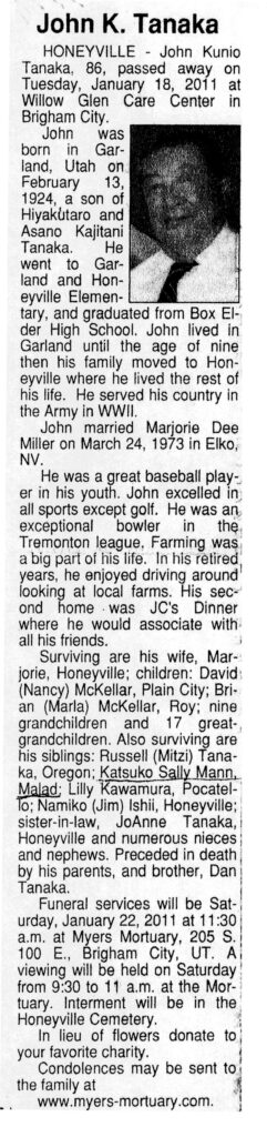 John Kunio Tanaka obit