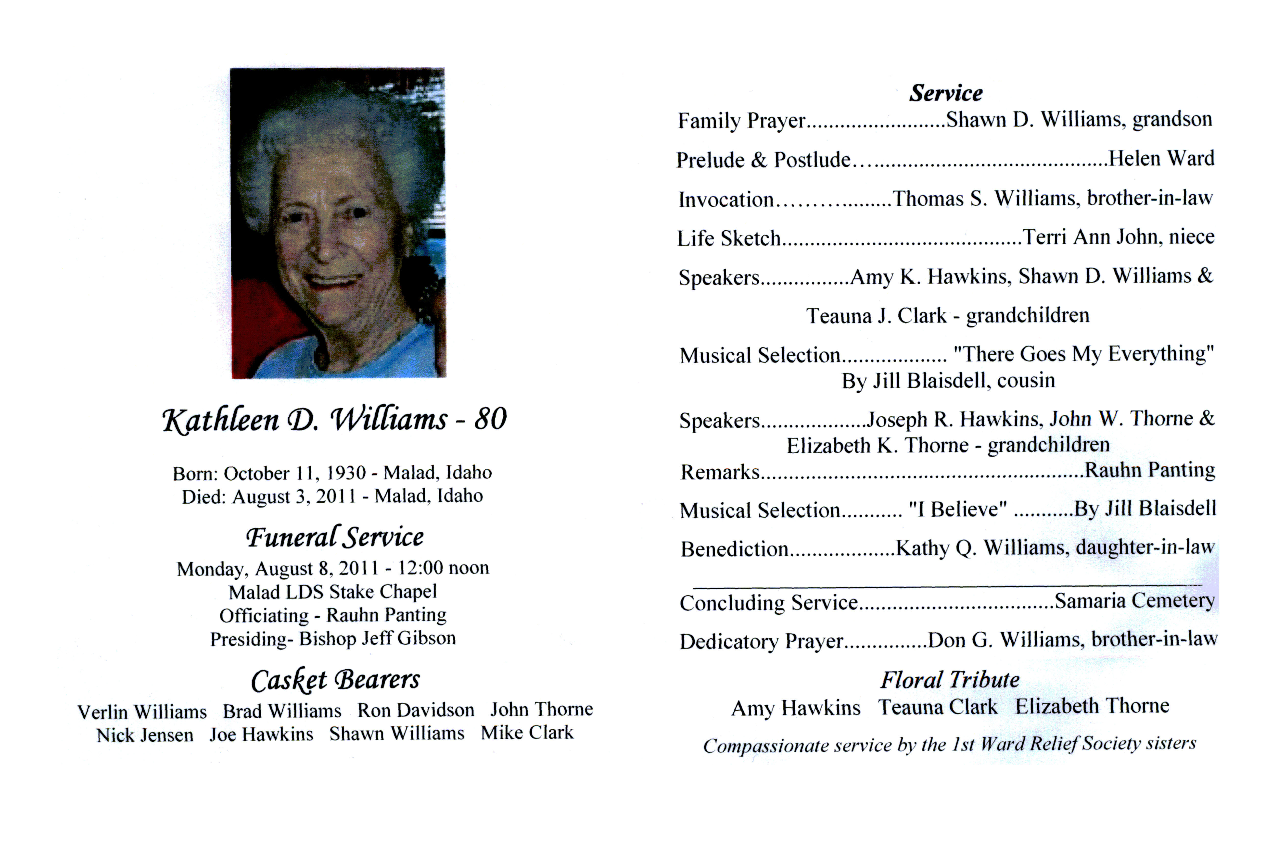 Kathleen (Kay) Daniels Williams program