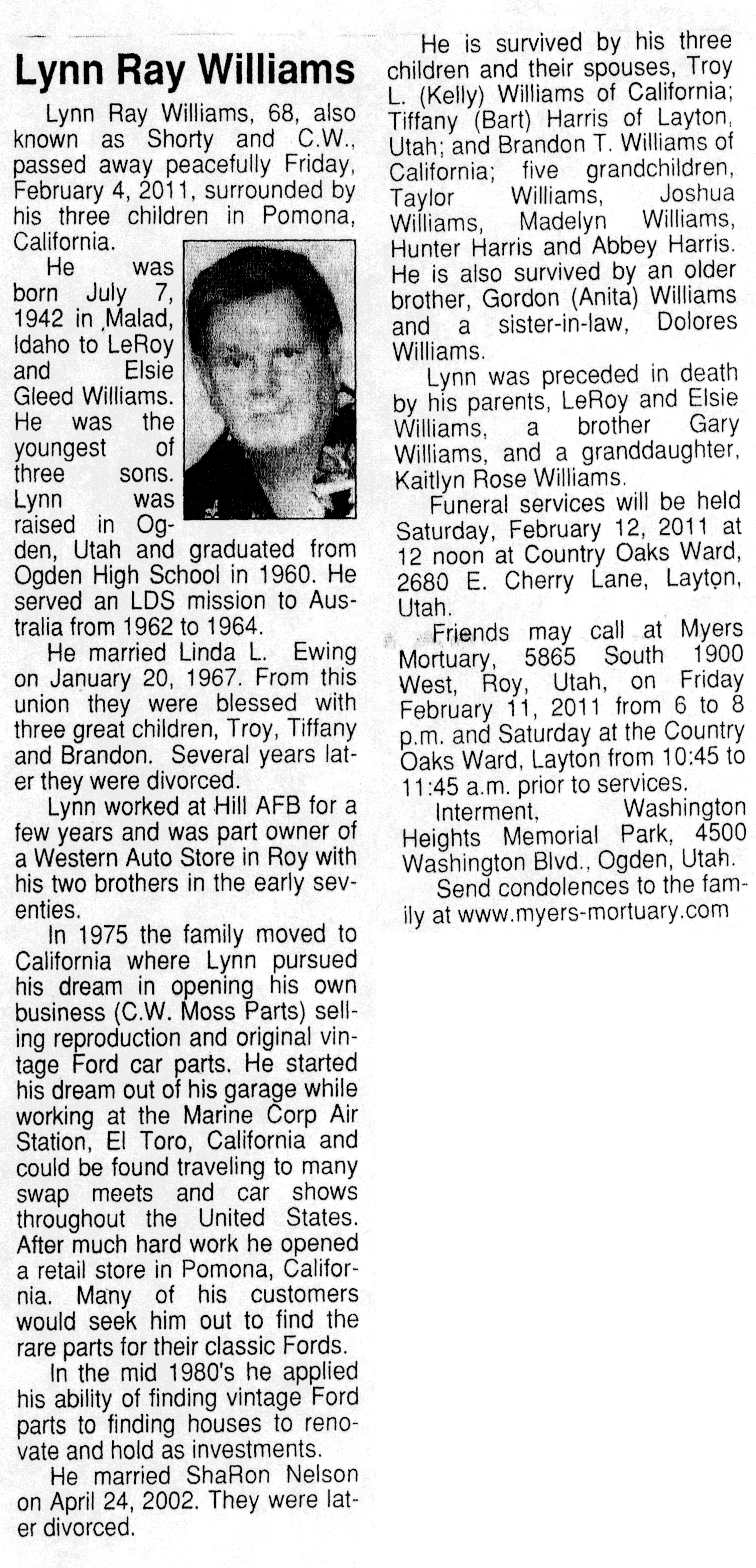 Lynn Ray Williams obit