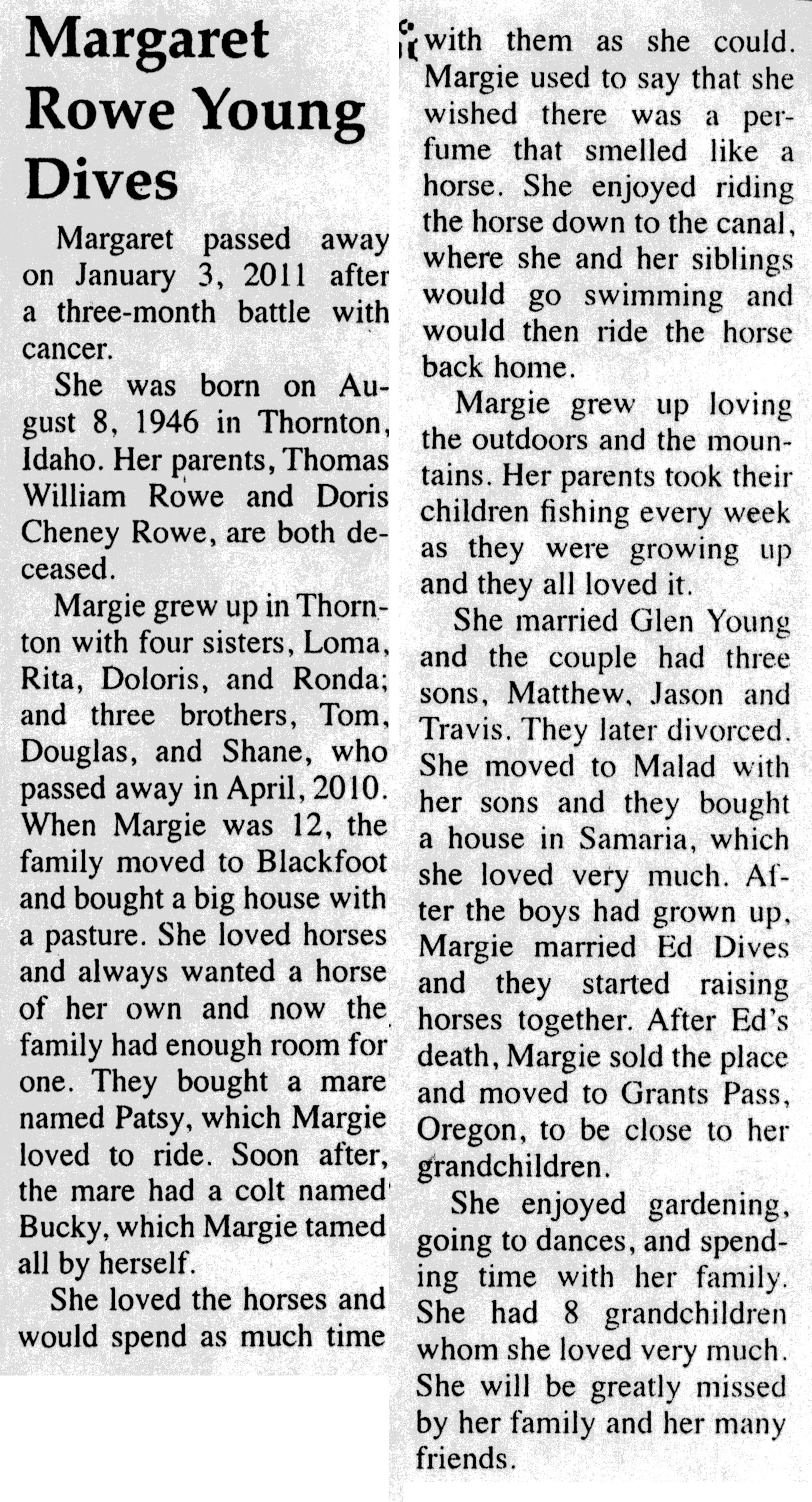 Margaret Rowe Young Dives obit