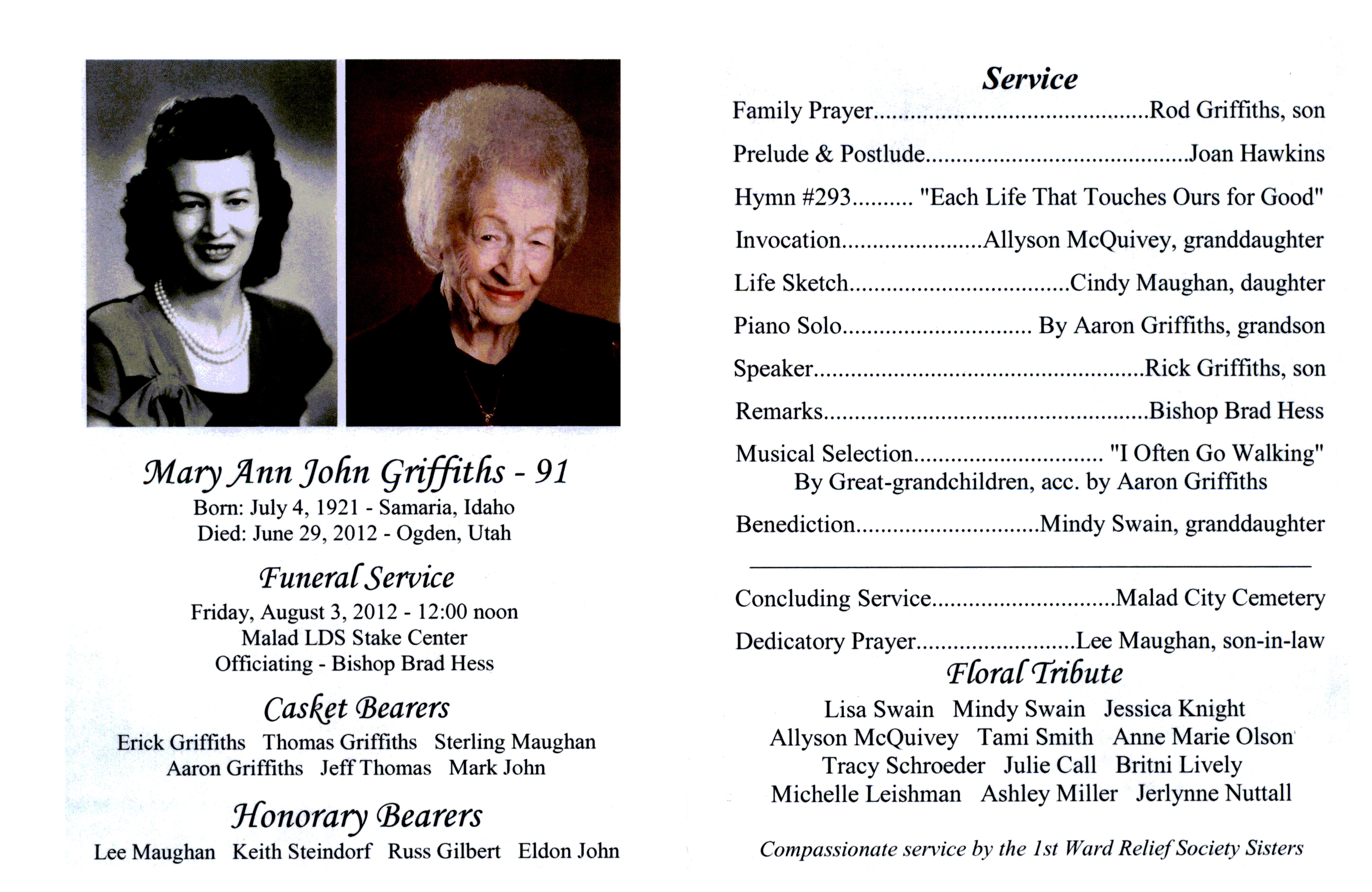 Mary Ann John Griffiths Program