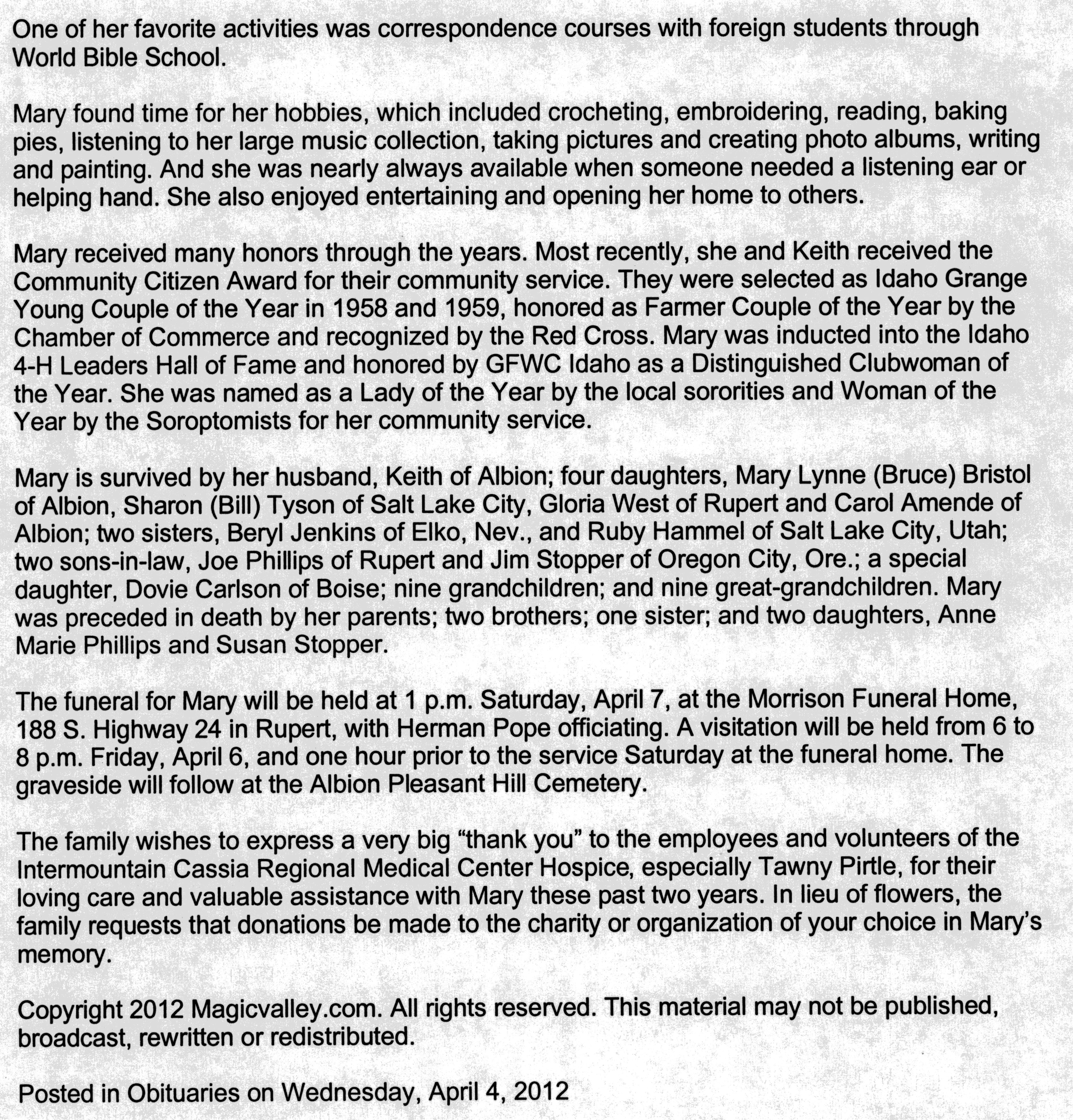 Mary Jean Bradley Amende page 2 obit