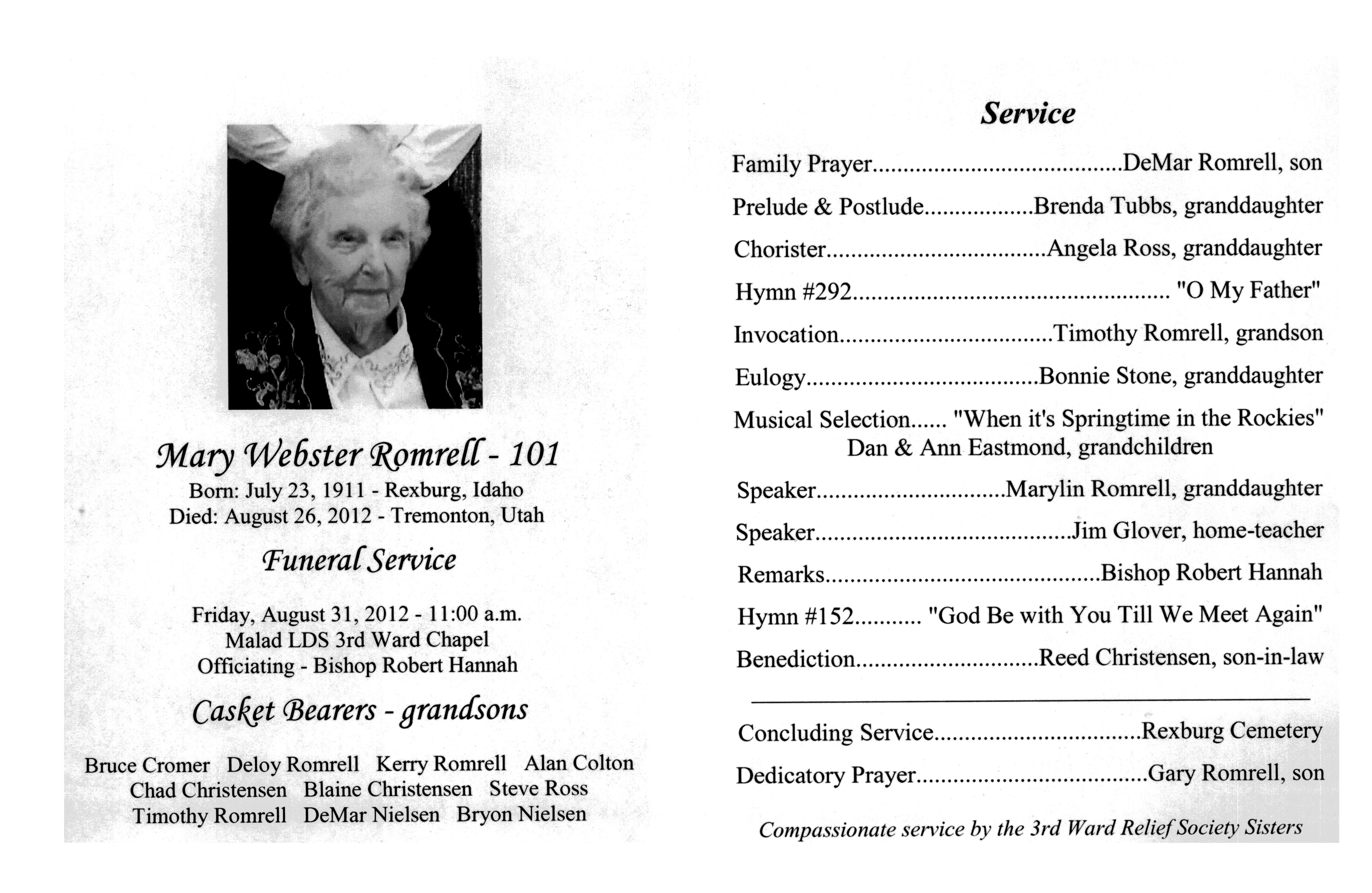 Mary Webster Romrell program