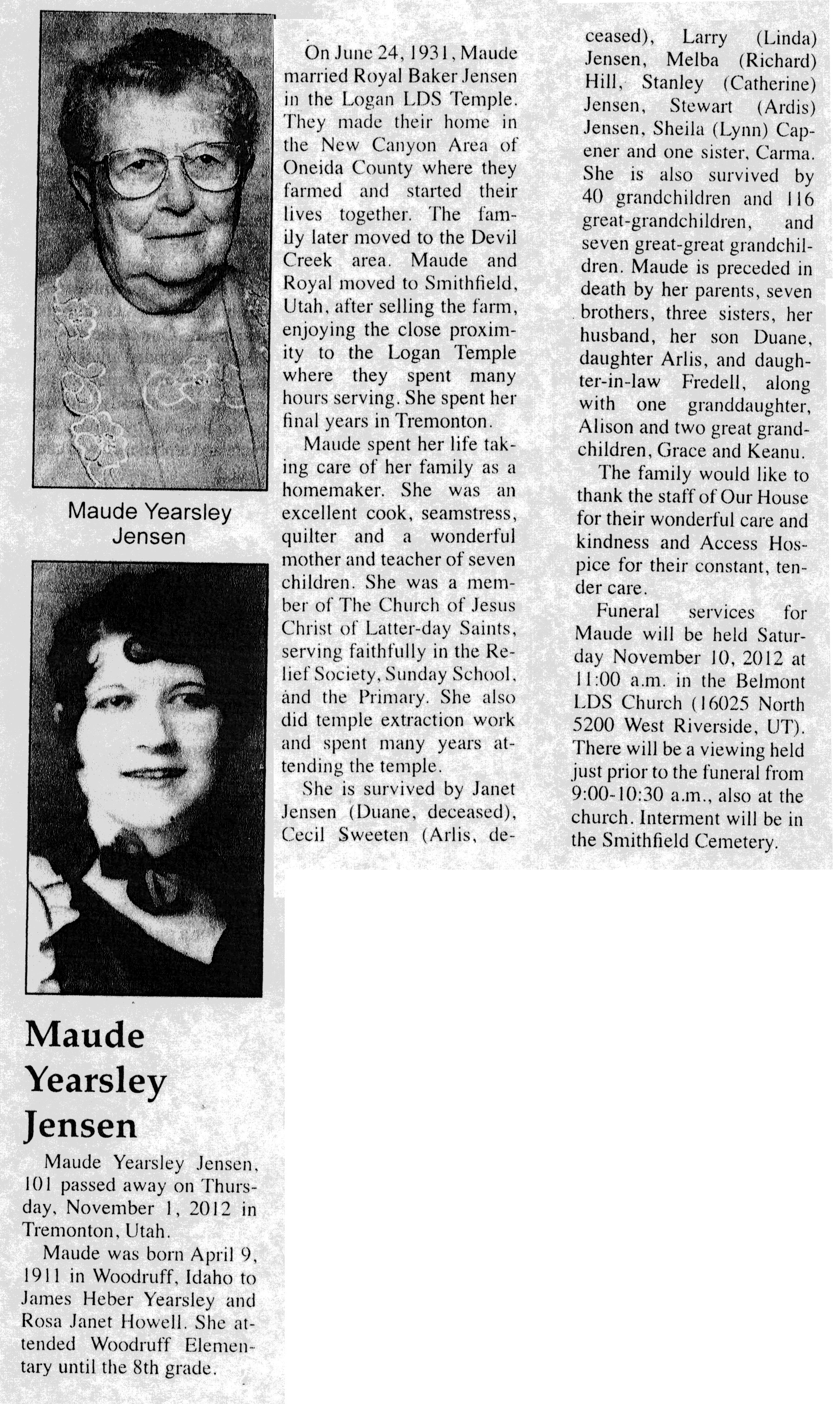 Maude Yearsley Jensen obit