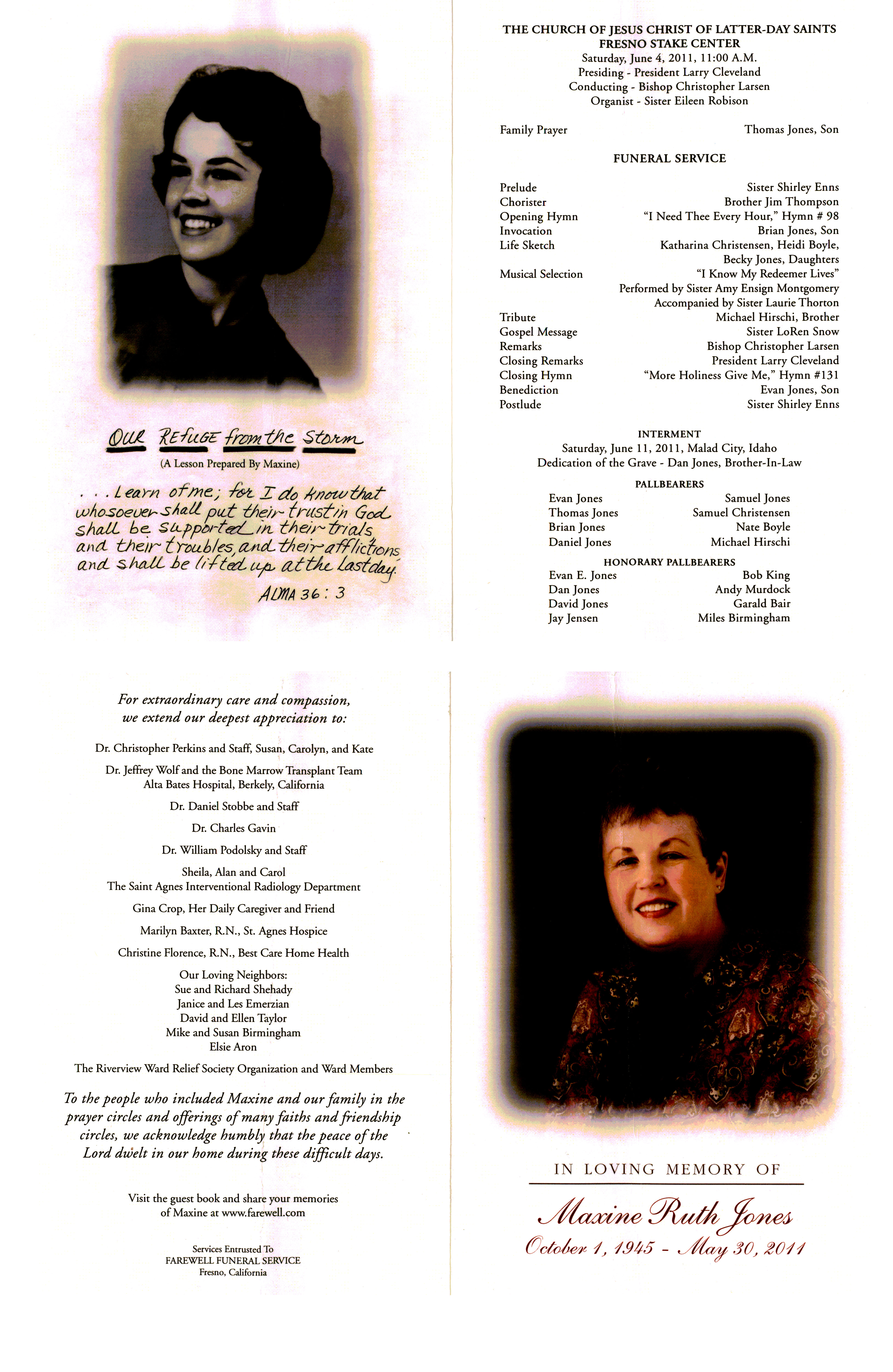 Maxine Ruth Hirschi Jones program