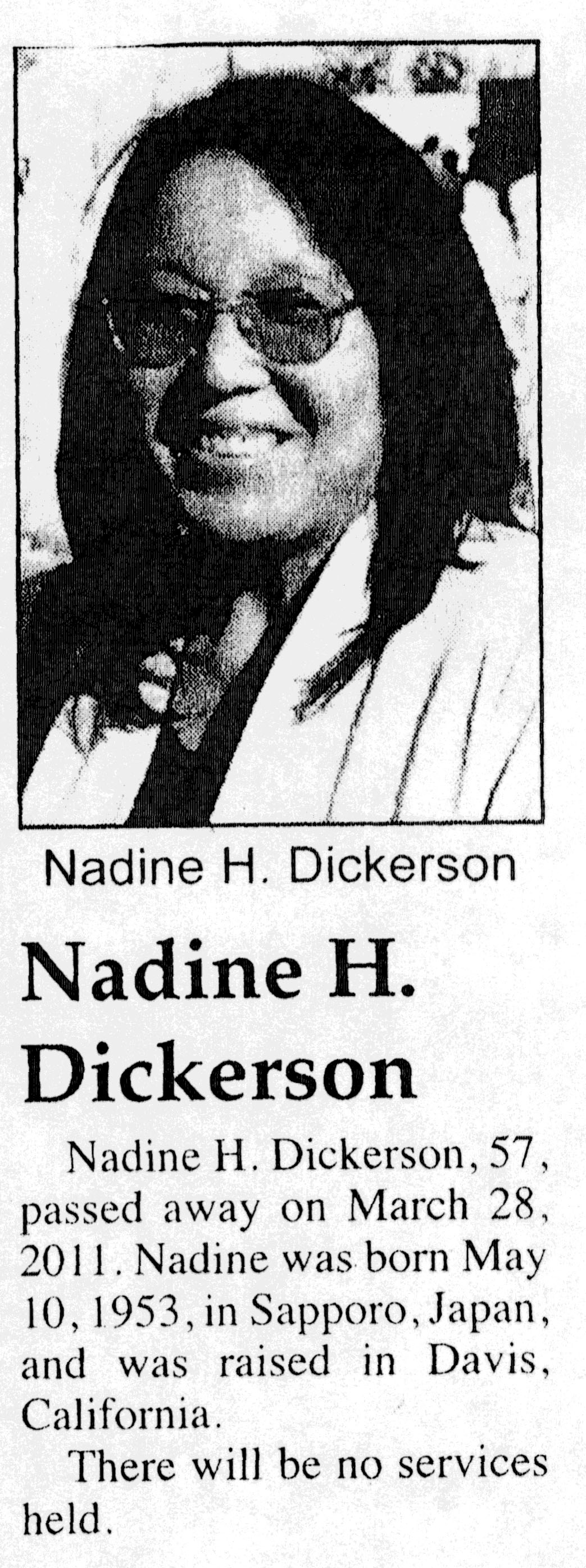 Nadine H Dickerson obit
