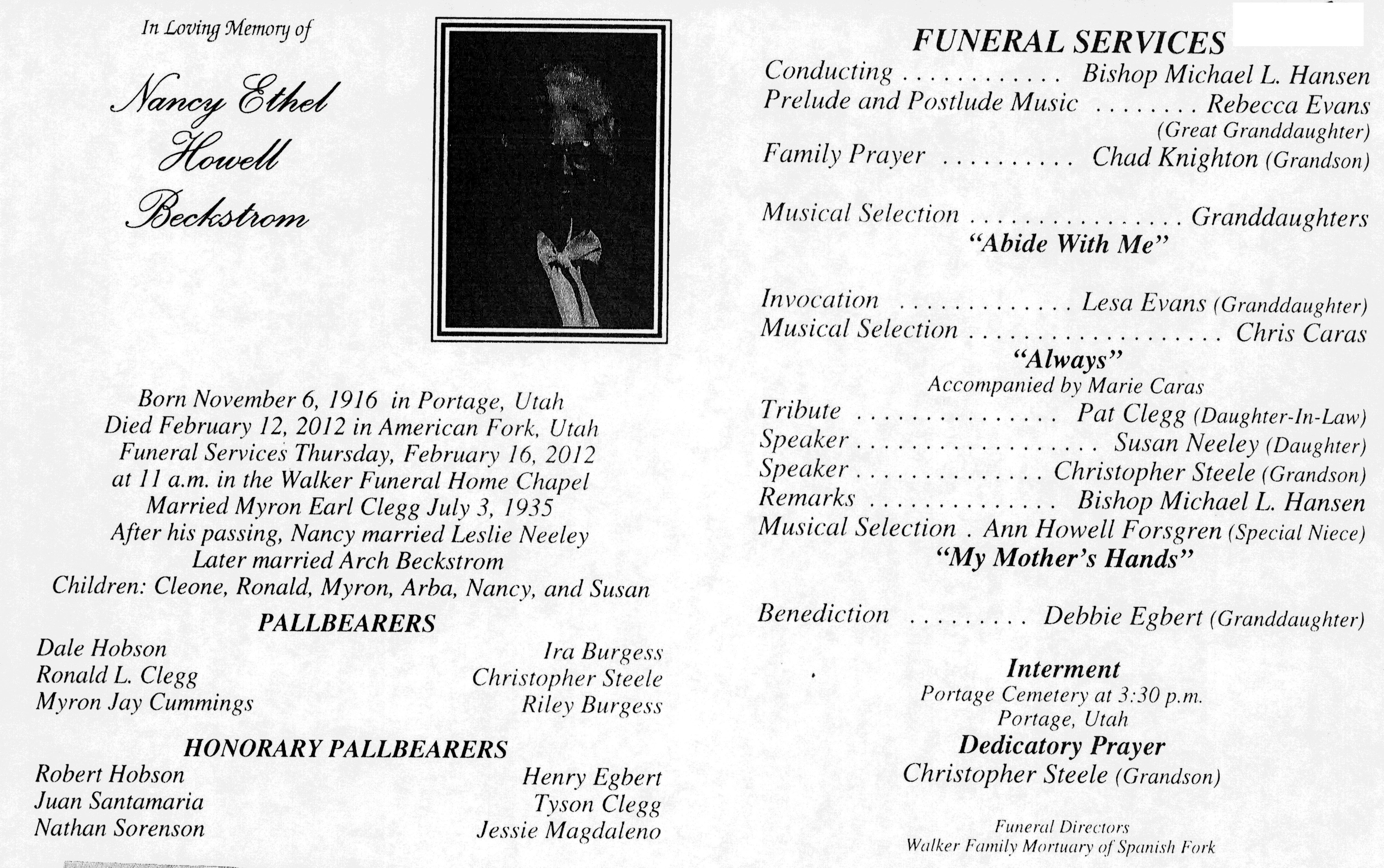 Nancy Ethel Howell Beckstrom program