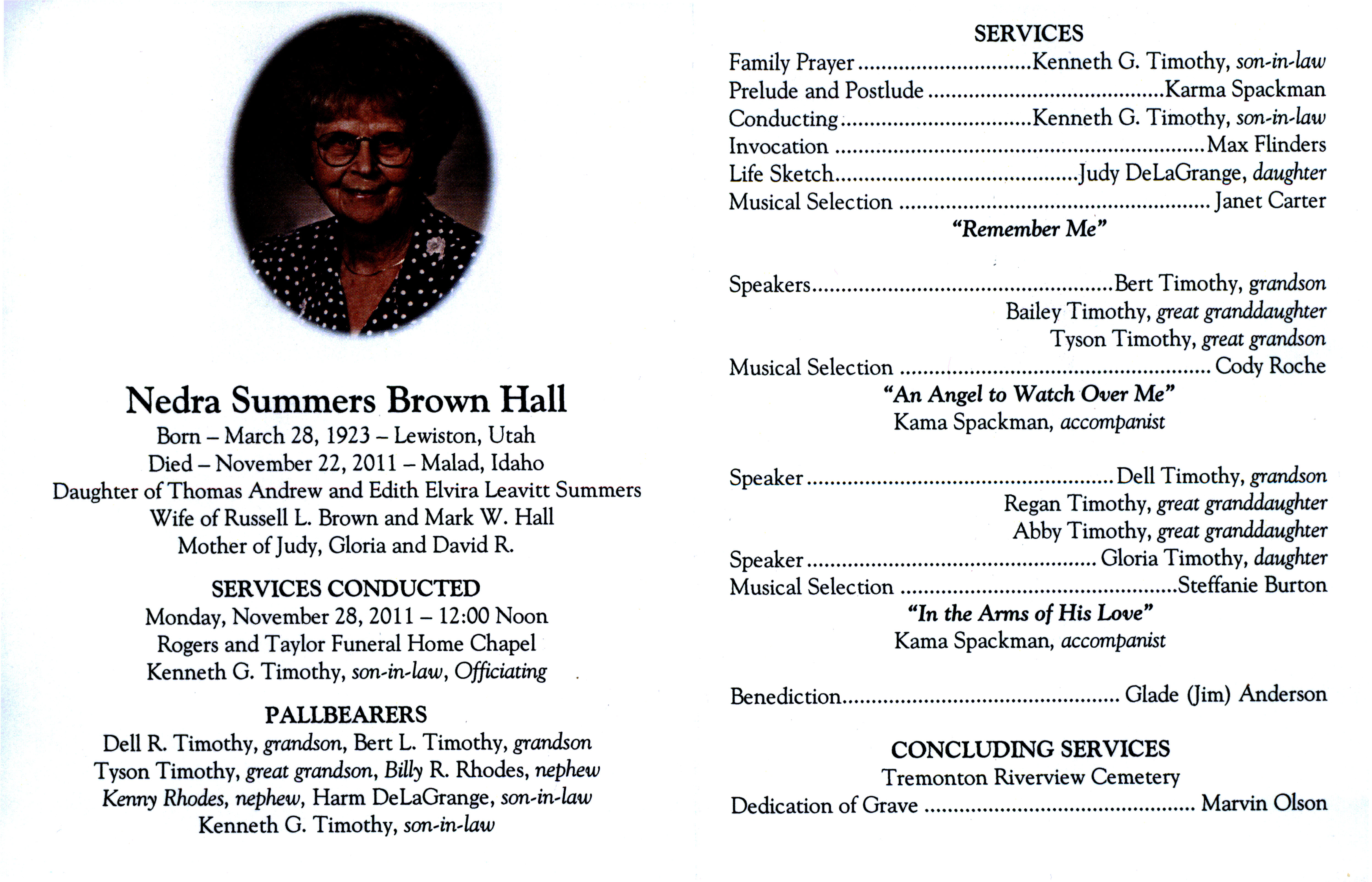 Nedra Summers Brown Hall program
