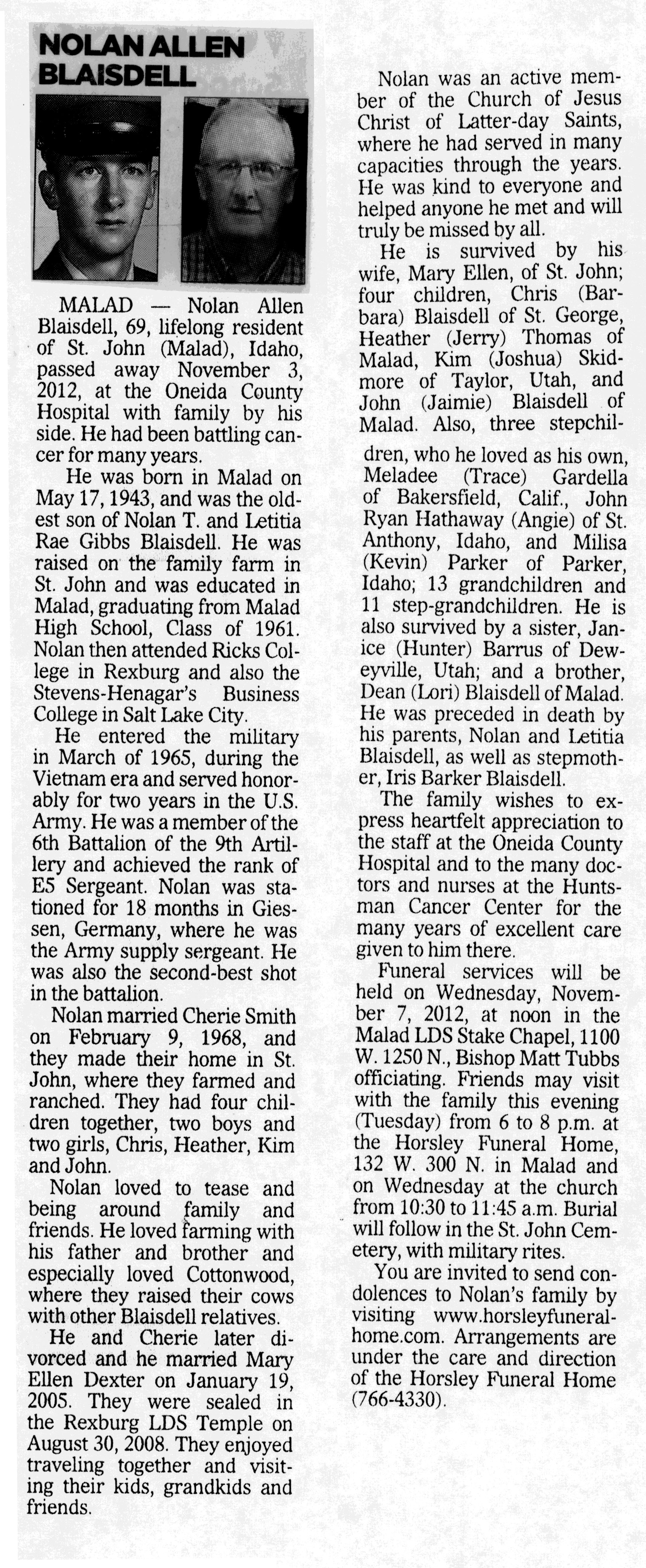 Nolan Allen Blaisdell obit