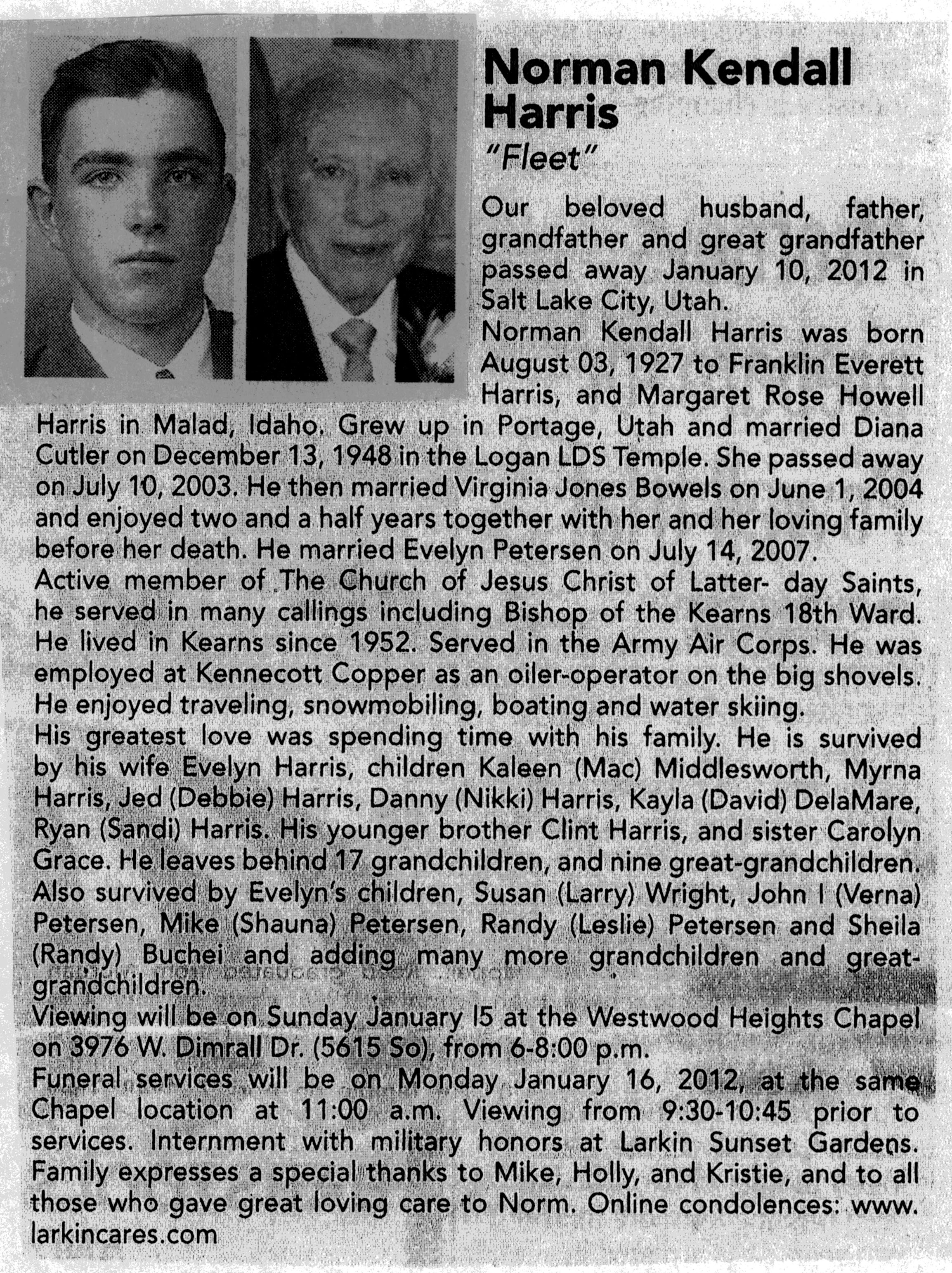 Norman Kendall Harris obit