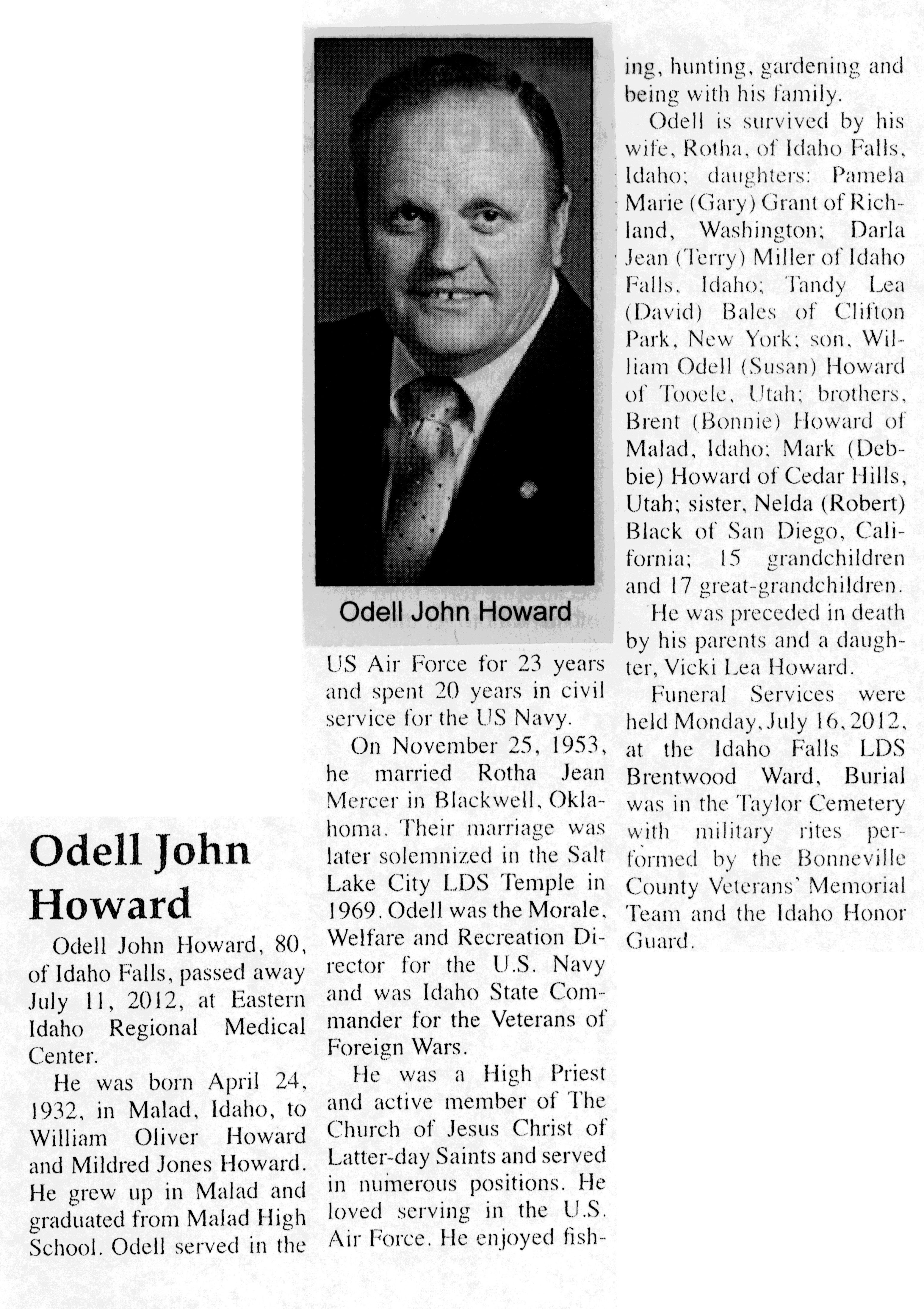 Odell John Howard obit