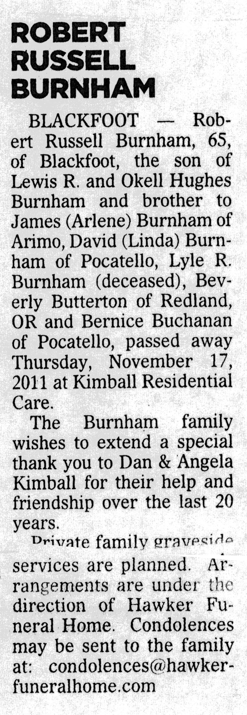 Robert Russell Burnham obit