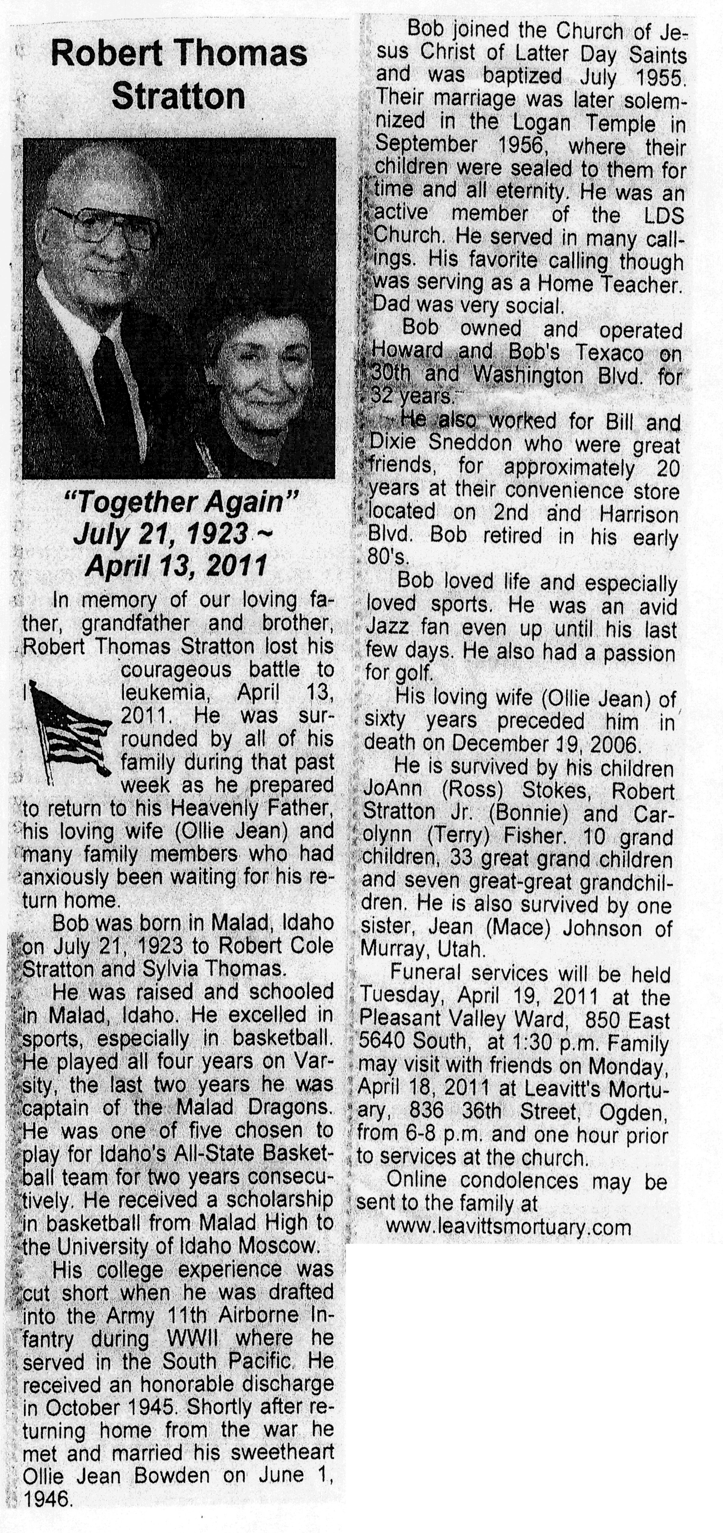 Robert Thomas Stratton obit