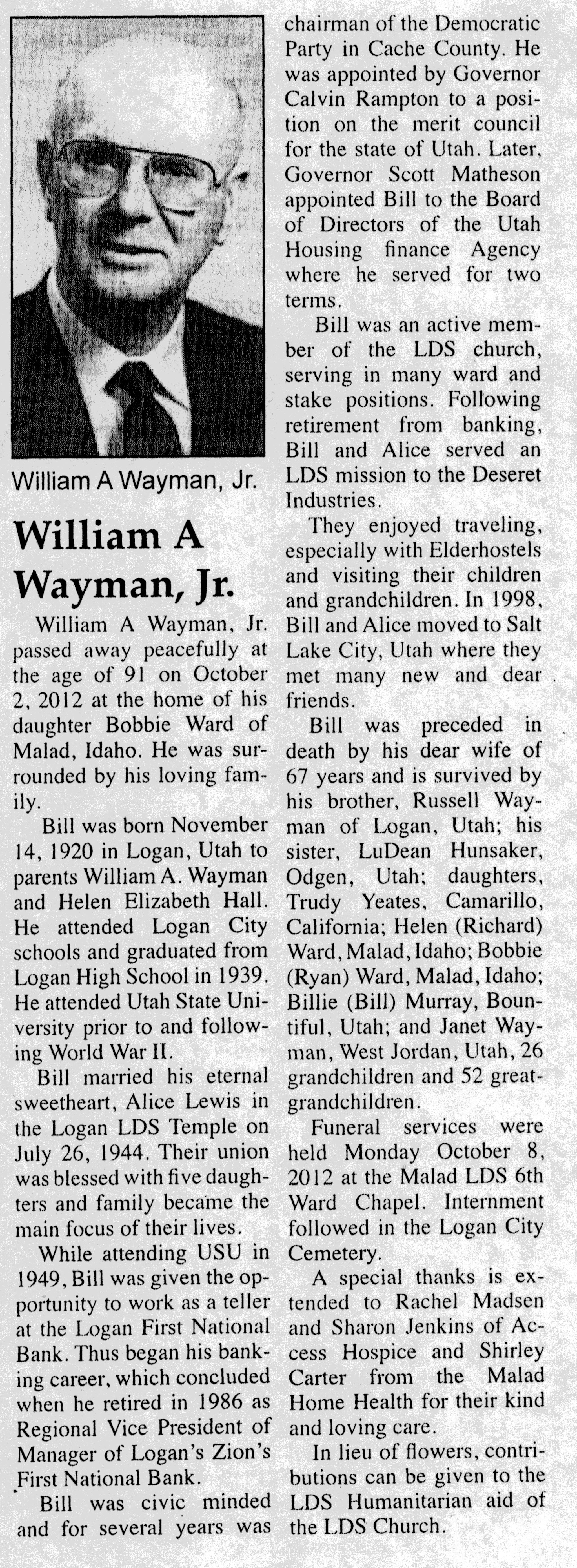 William A Wayman Jr obit