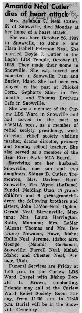 Amanda Neal Cutler obit