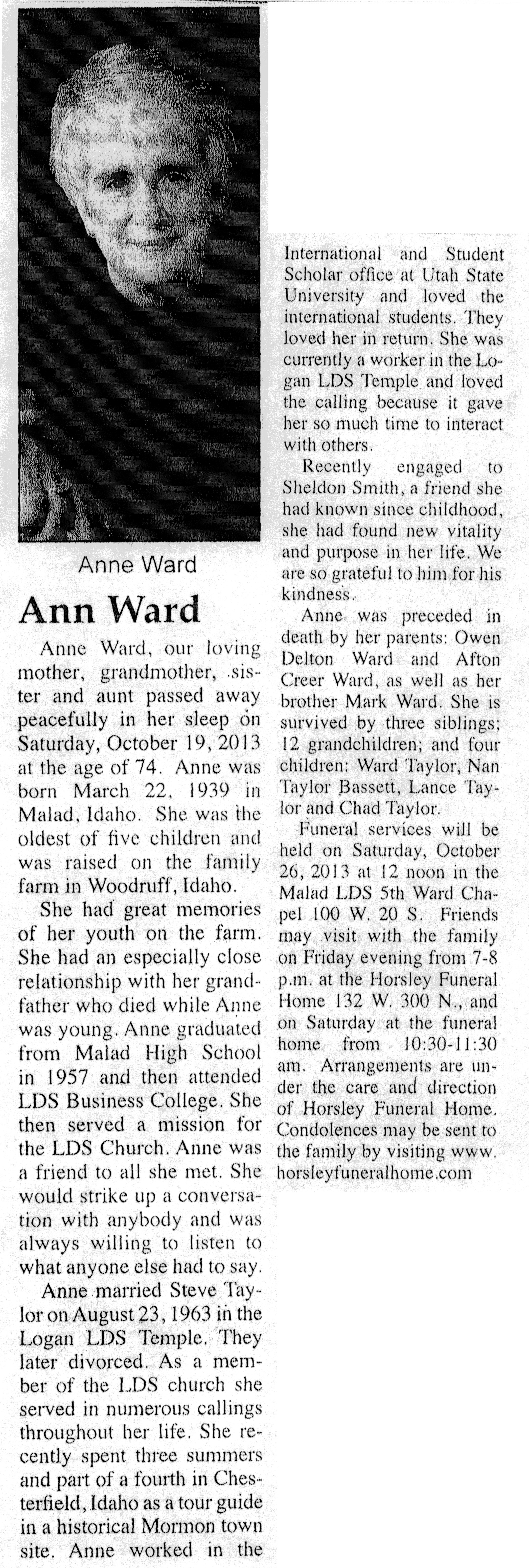 Anne Ward obit