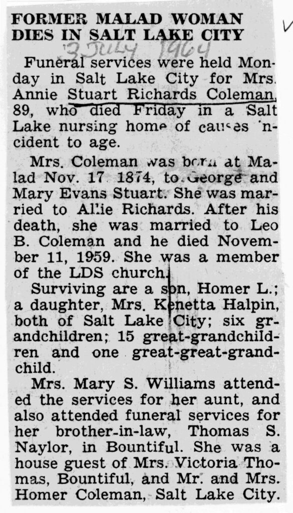 Annie Stuart Richards Coleman obit