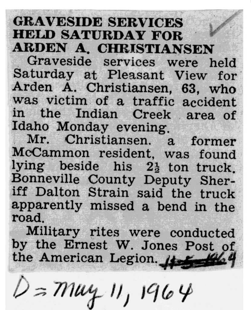 Arden A Christiansen accident