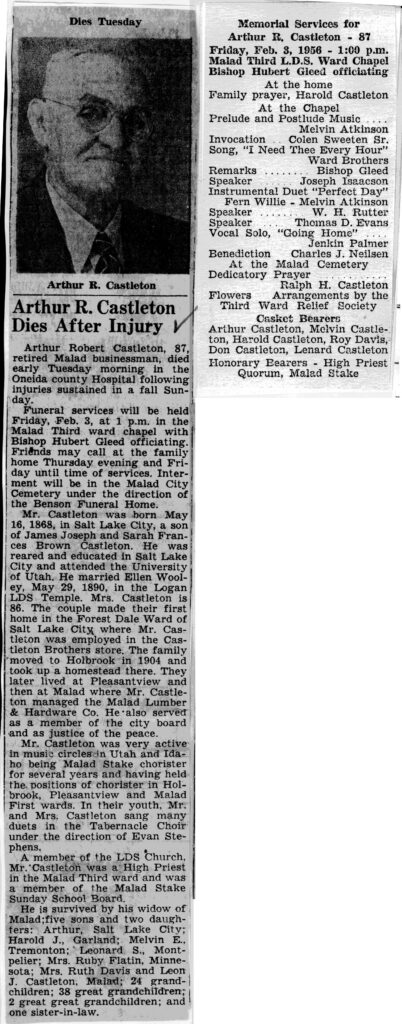Arthur Robert Castleton obit and funeral2