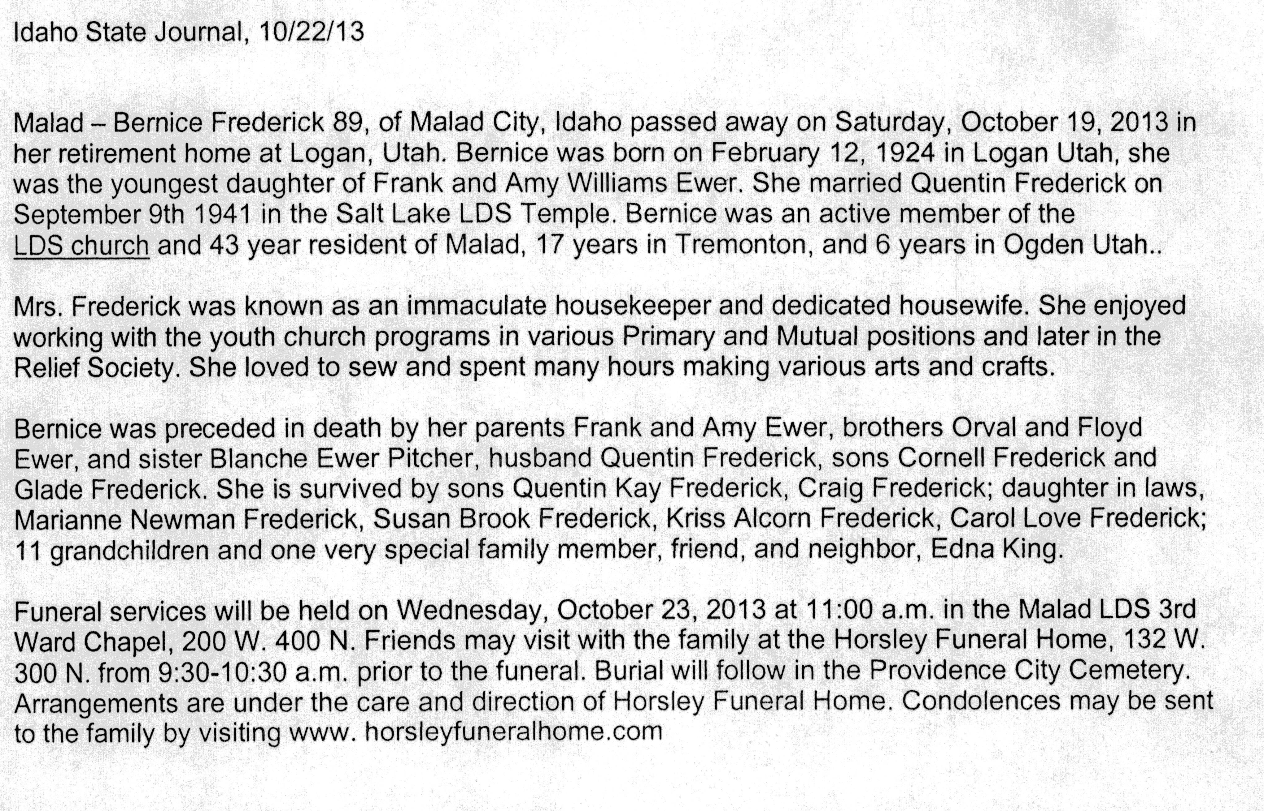 Bernice Frederick obit