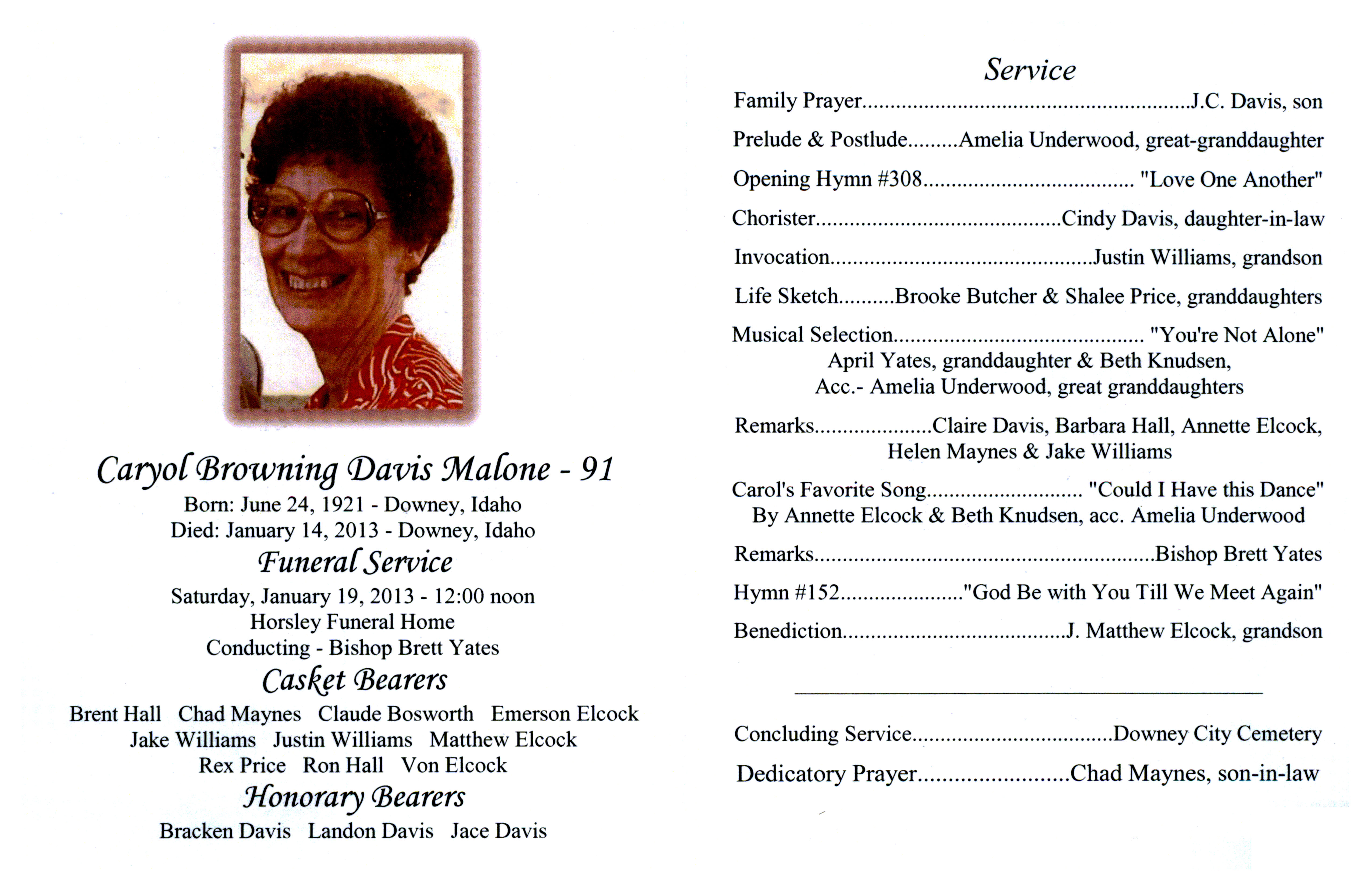 Caryol Browning Davis Malone program