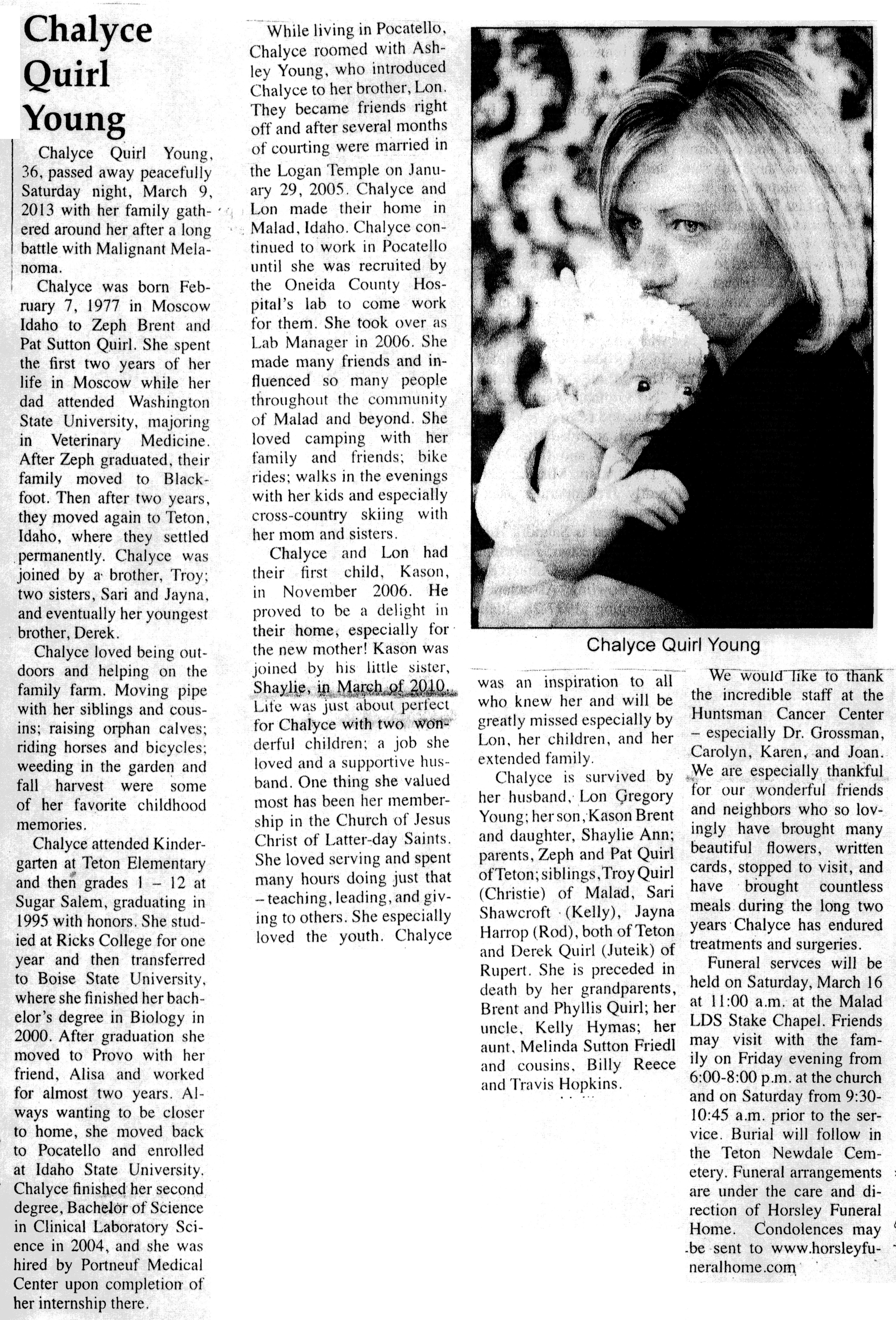 Chalyce Quirl Young obit