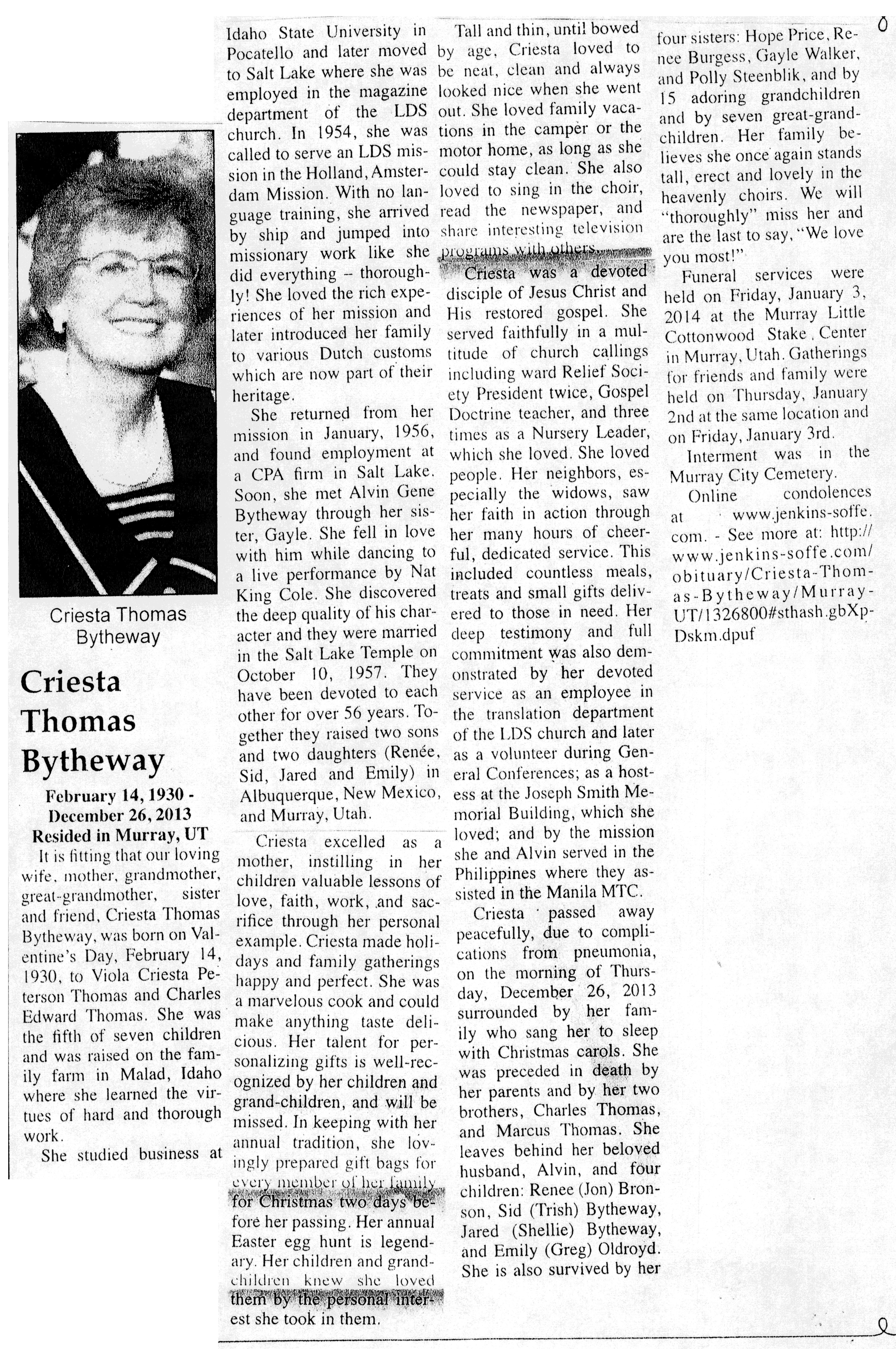 Criesta Thomas Bytheway obit2