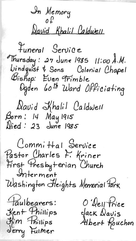 David Khalil Caldwell funeral