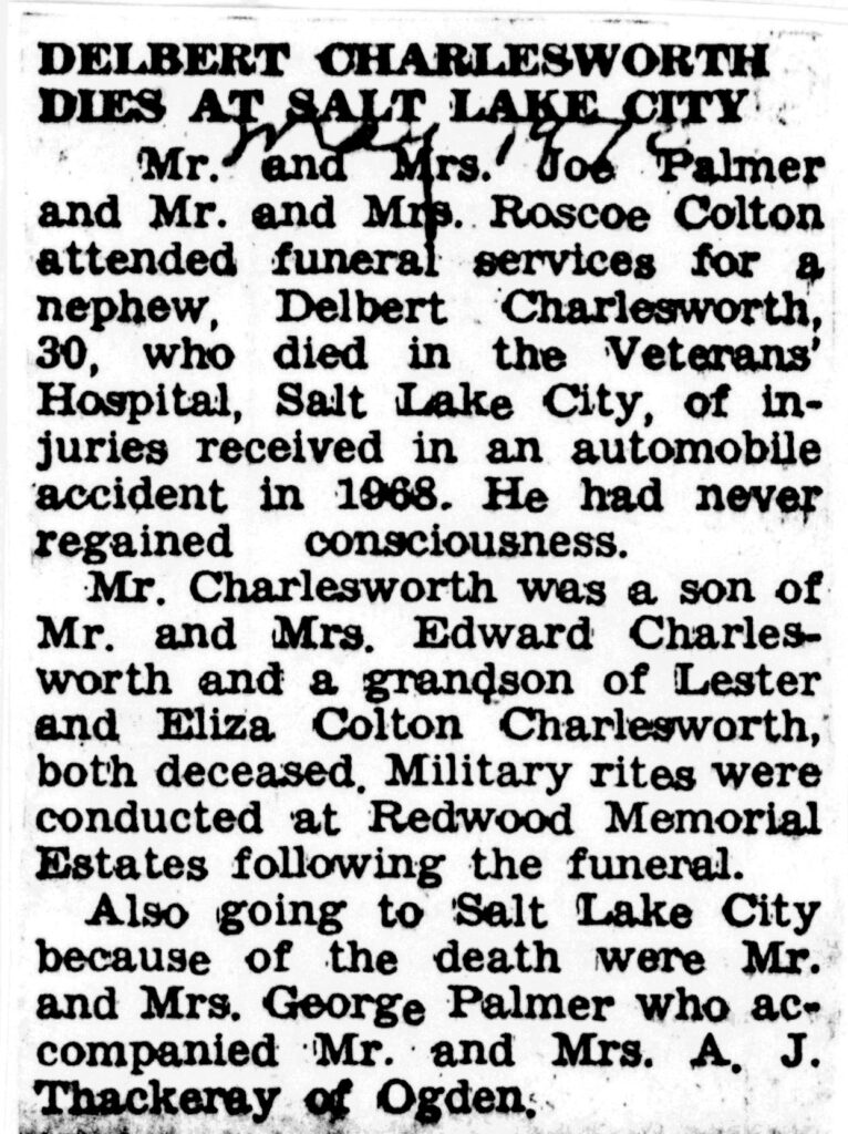 Delbert Charlesworth death notice