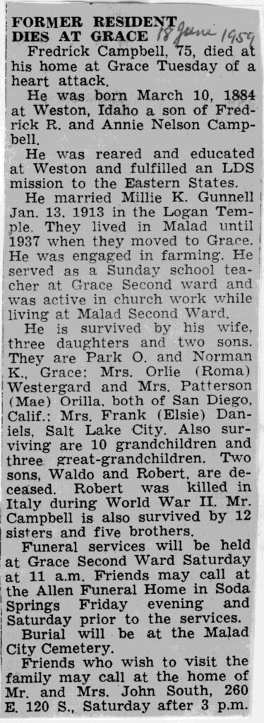 Fredrick Campbell obit