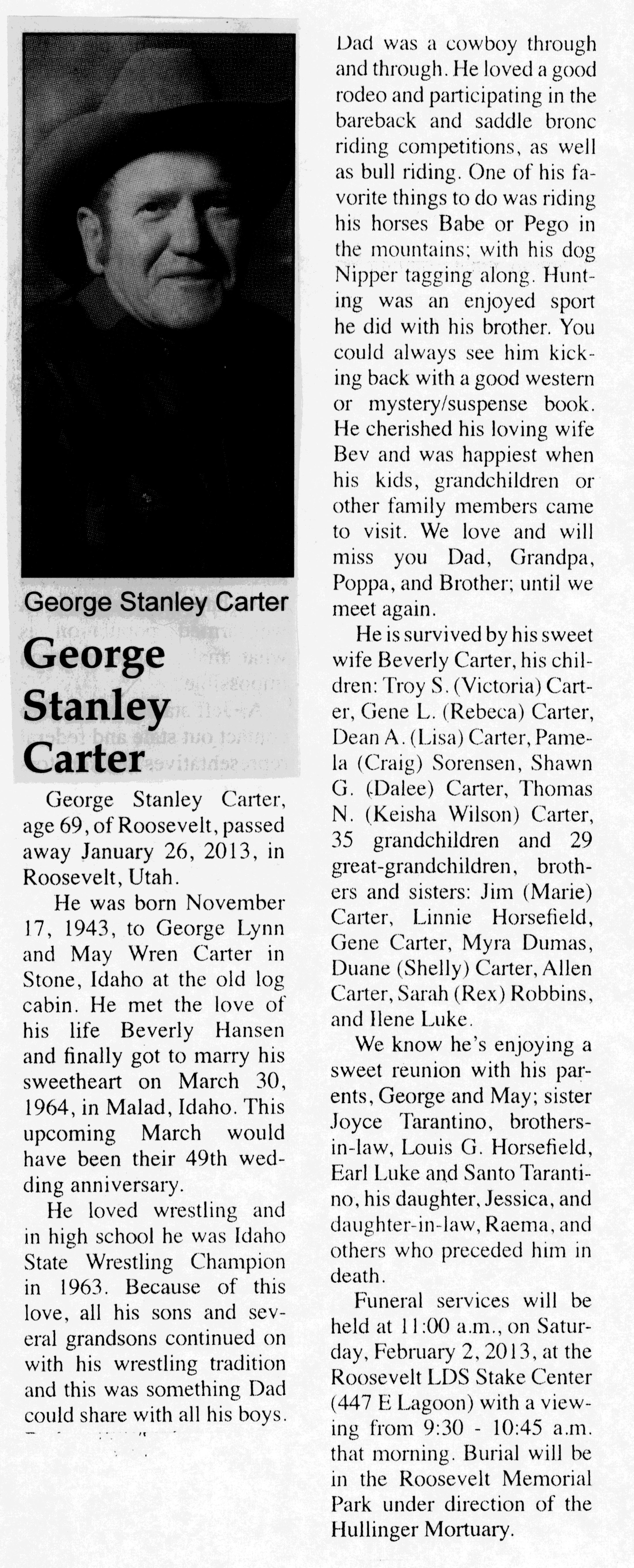 George Stanley Carter obit