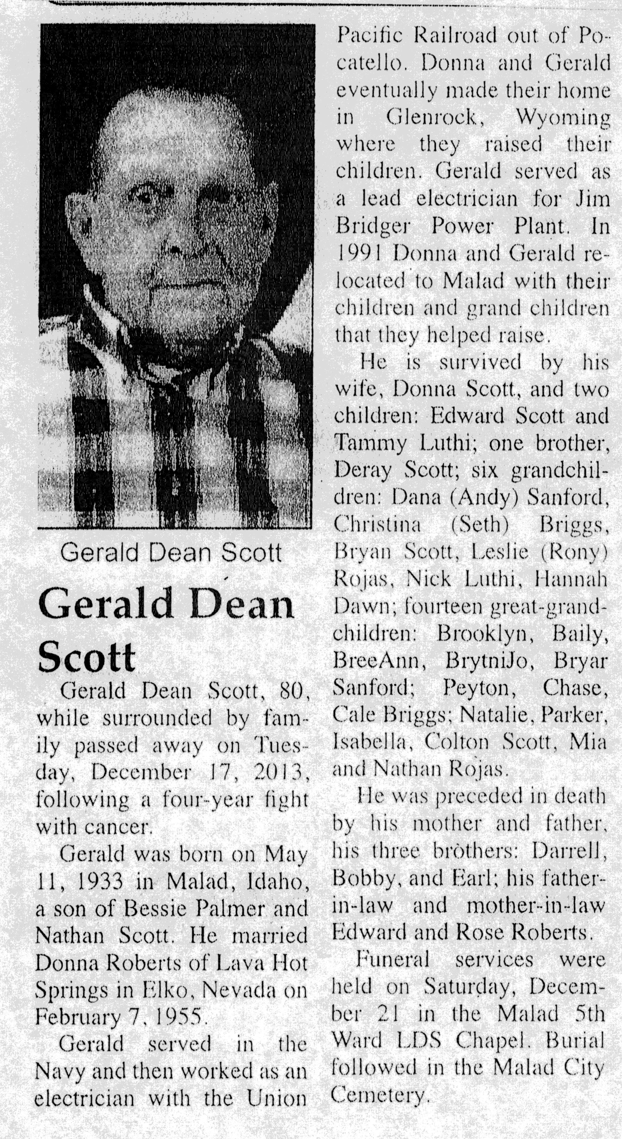 Gerald Dean Scott obit