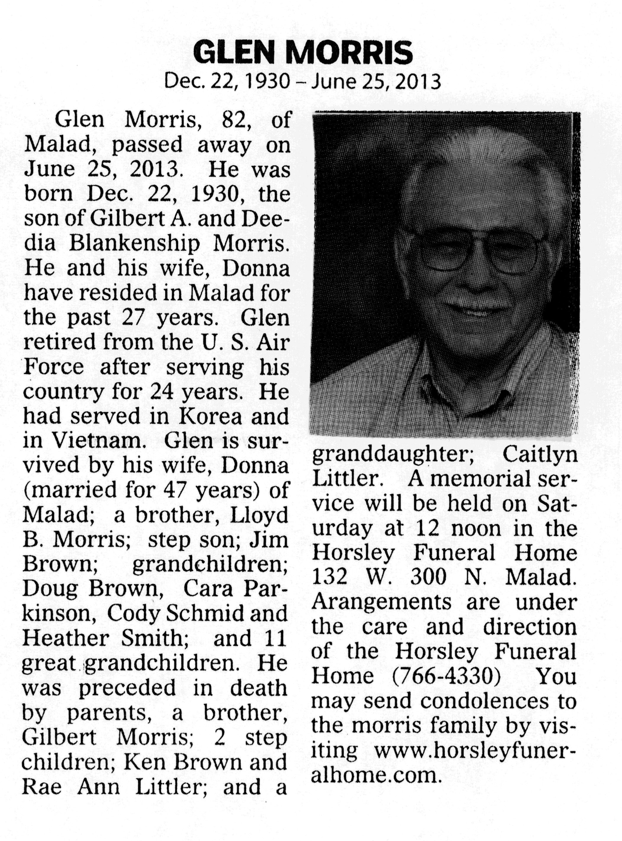 Glen Morris obit