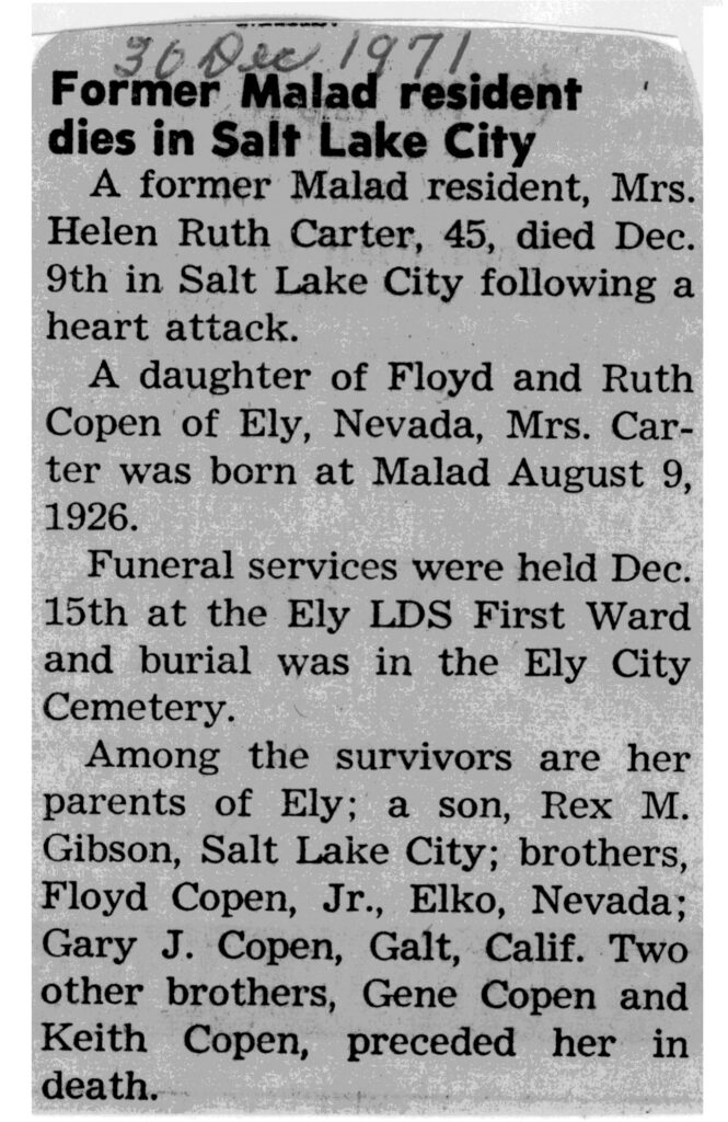 Helen Ruth Carter obit