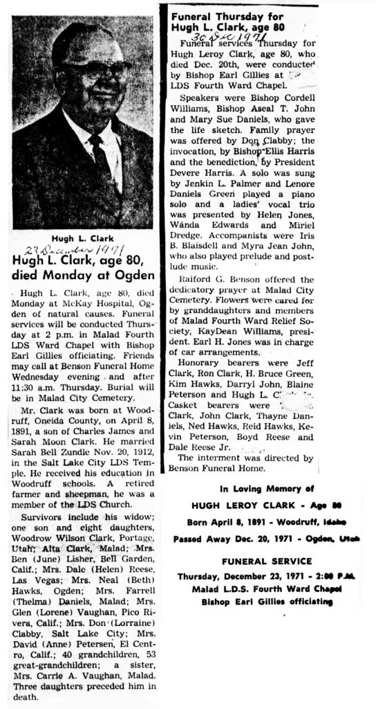 Hugh Leroy Clark obit and funeral