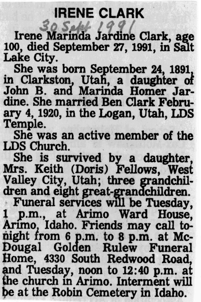 Irene Marinda Jardine Clark obit