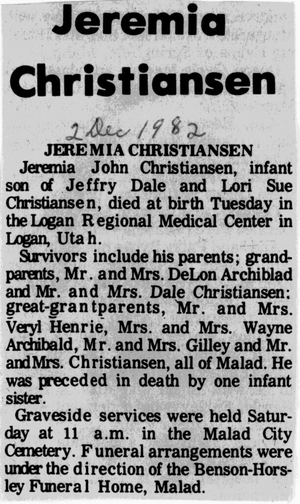 Jeremia Christiansen obit