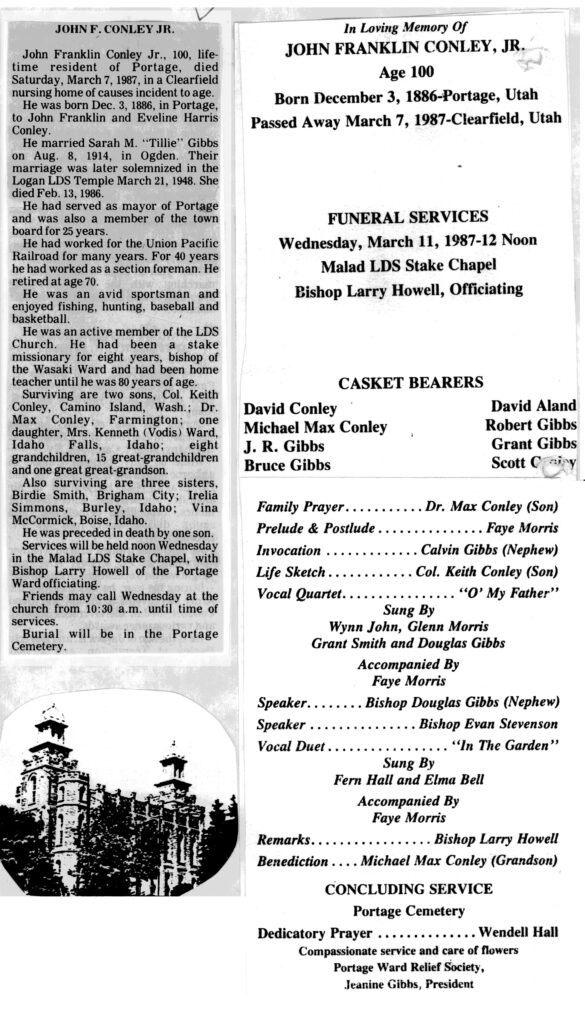 John Franklin Conley Jr obit and program