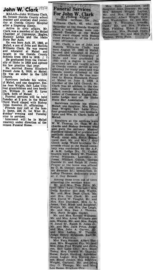 John Williams Clark obit and funeral