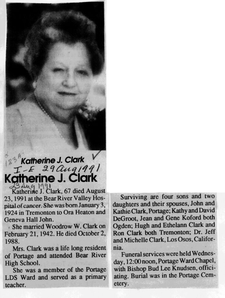 Katherine J Clark obit