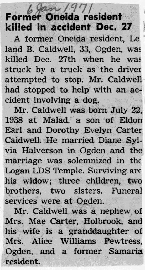 Leland B Caldwell obit