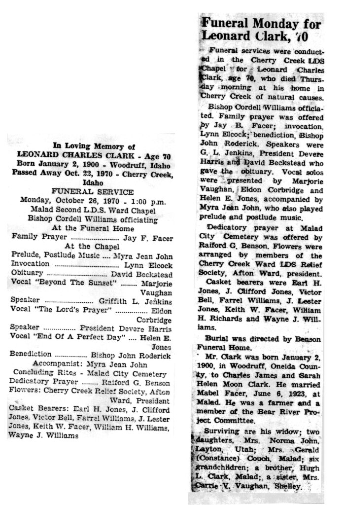Leonard Charles Clark obit and funeral